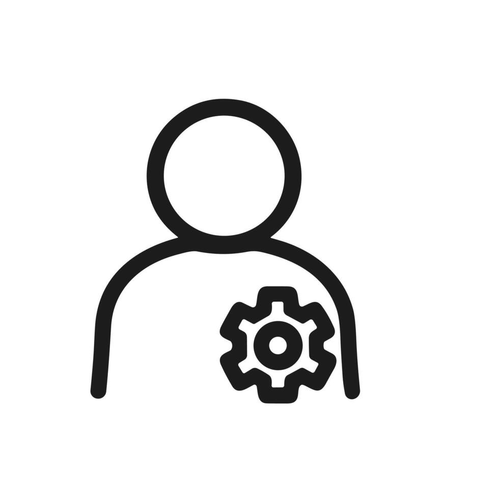 Line Art Person with Gear Sign Symbol Creative Idea Icon Design vector