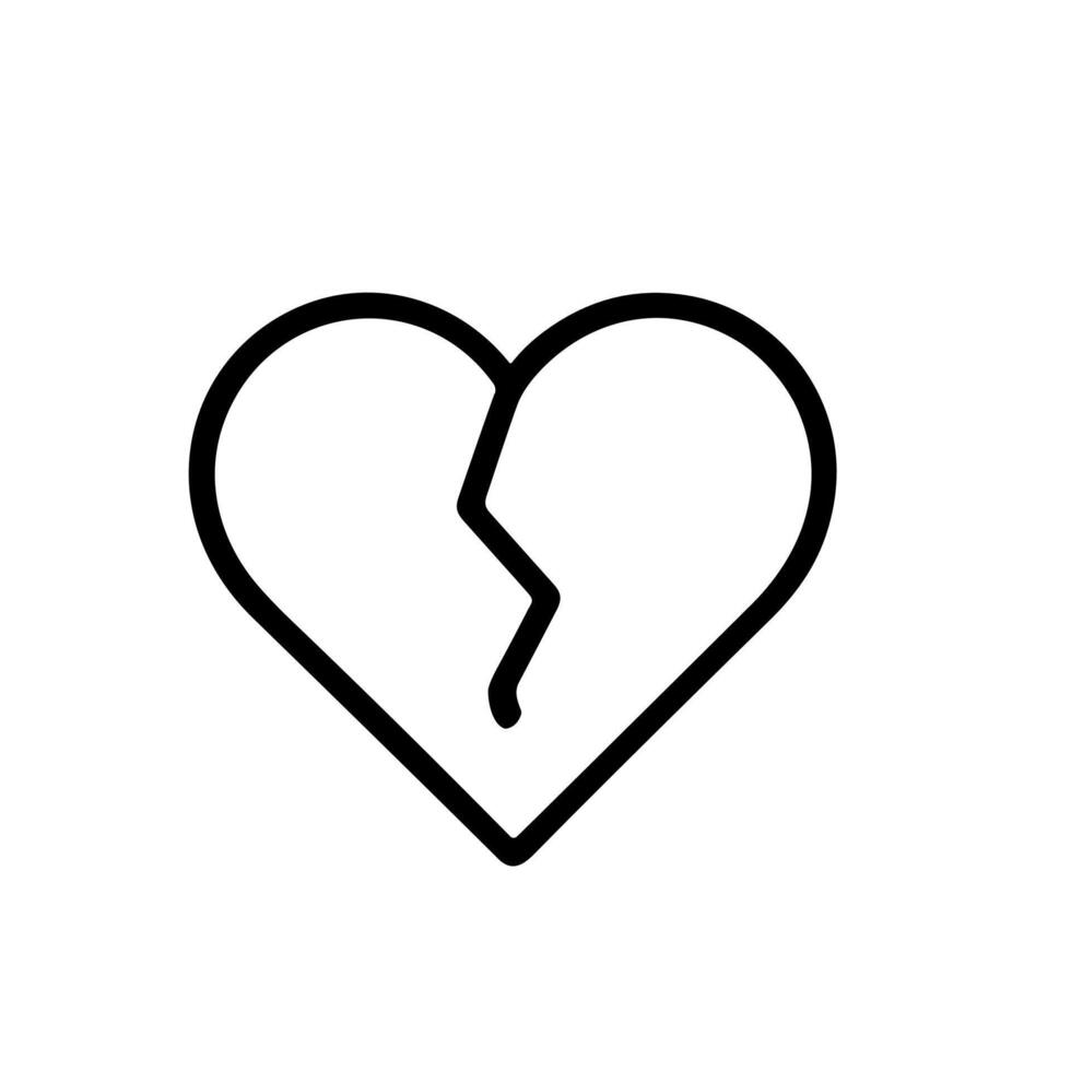 Minimalist Outline Broken Heart Illustration Symbol of Sadness and Loss vector