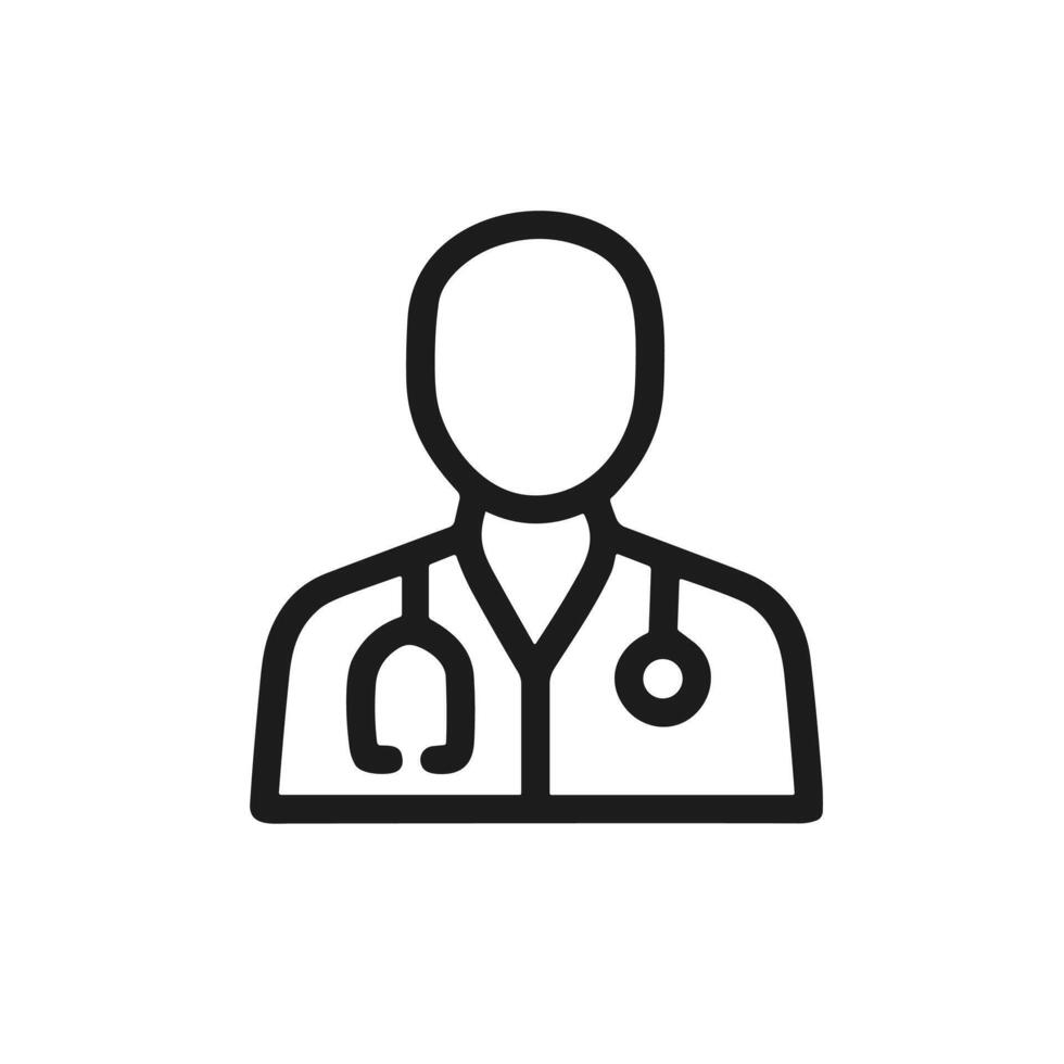 Minimalist Line Style Doctor Avatar with Stethoscope Medical Professional Icon vector