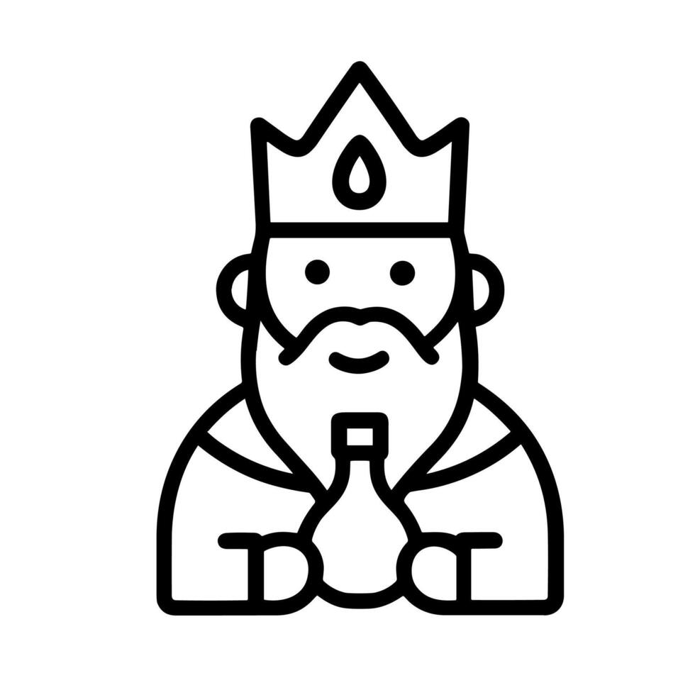 Outline Minimalist King Melchior Holding Offering Character Icon Illustration vector