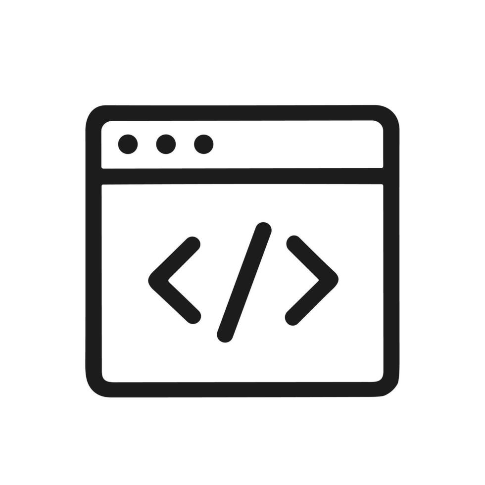 Minimalist Line Style Browser Code Element Application Website Icon vector