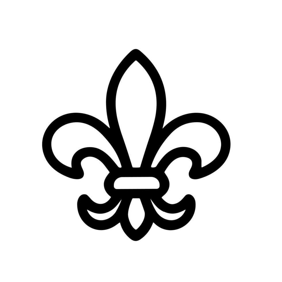 Simple Outline Black Fleur De Lis Symbol Heraldry Shape Icon vector