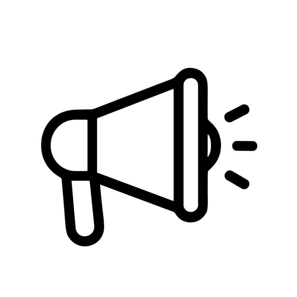 Simple Outline Loudspeaker Bullhorn Announcement Communication Tool Symbol Icon vector