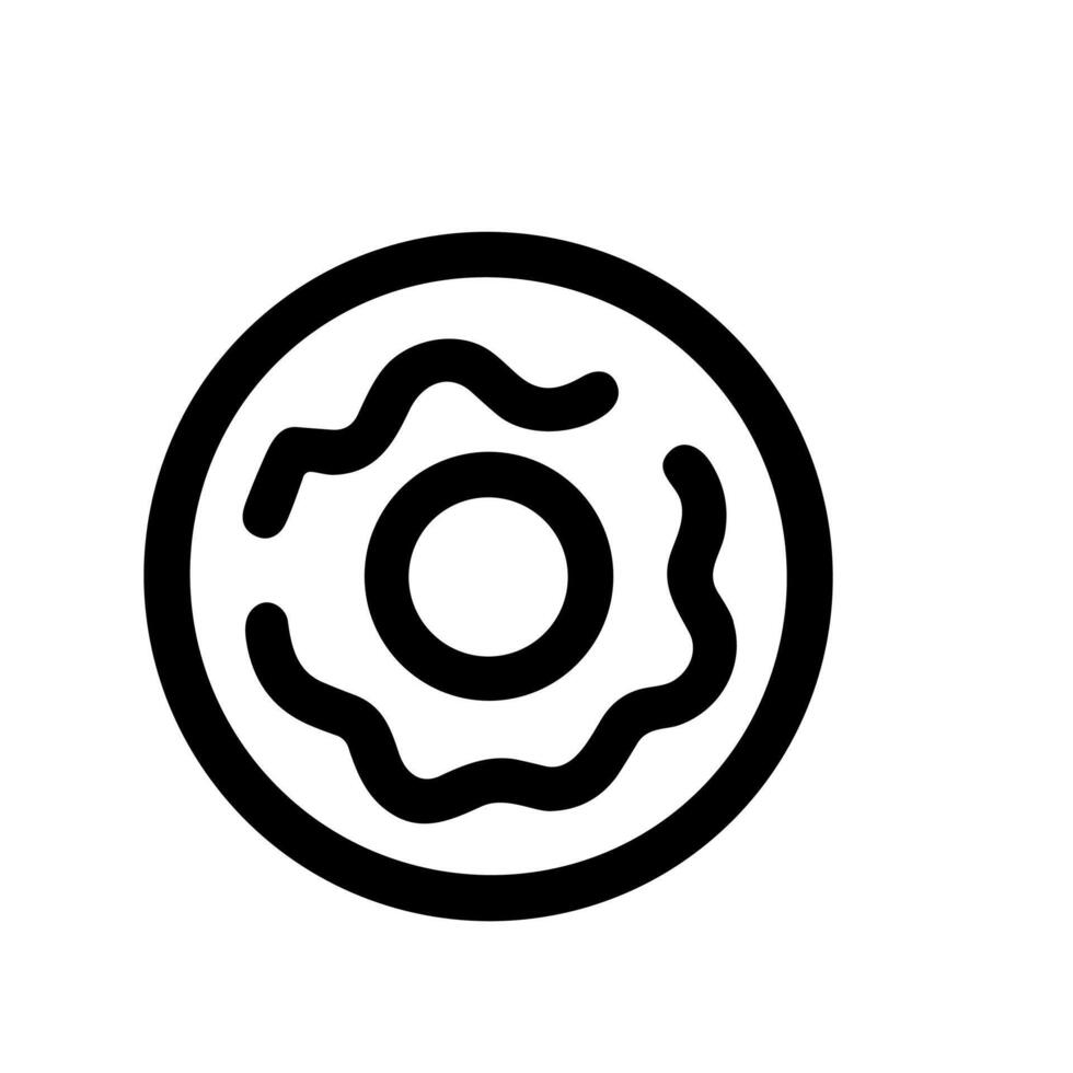 Simple Line Art Donut with Icing Sweet Dessert Food Icon vector