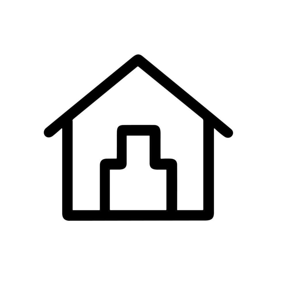 Simple Outline Inside Building Person House Sign Shape Icon Element vector