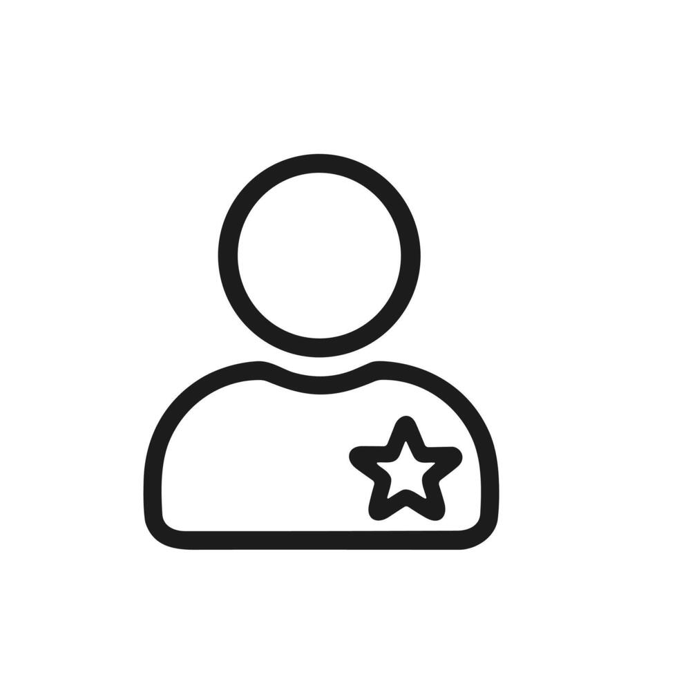 Minimalist Lineart User Profile Star Badge Interface Element Icon vector