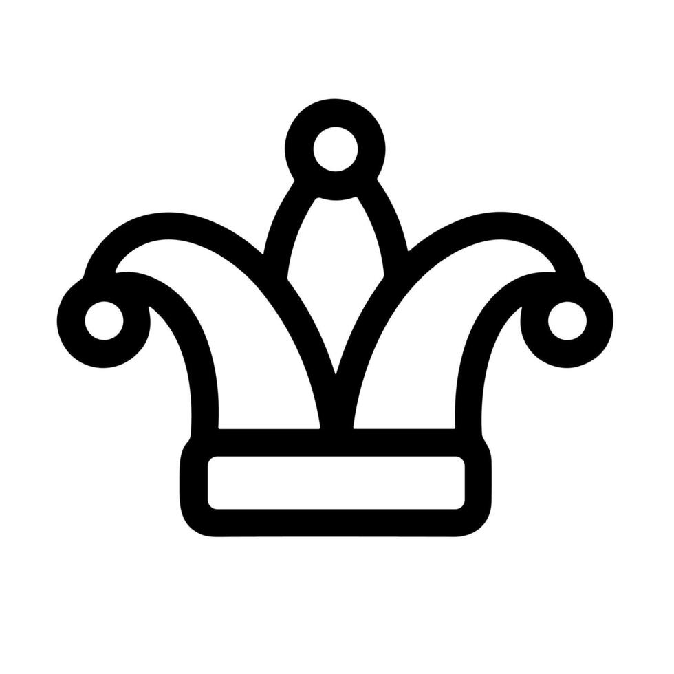 Outline Minimalist Jester Hat with Bells Carnival Party Icon Symbol vector