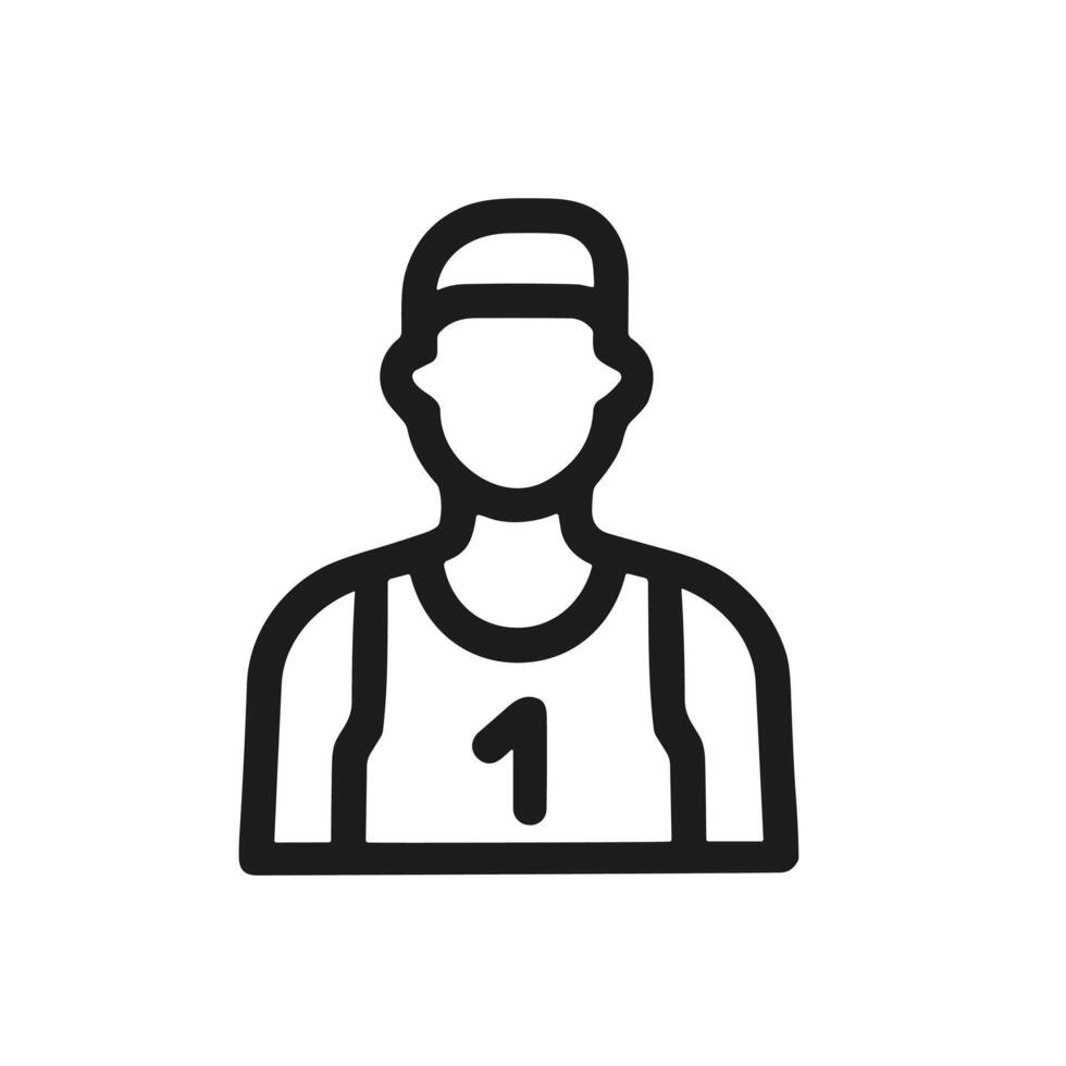 Minimalist Line Art Basketball Player Man Outline Stroke Icon vector