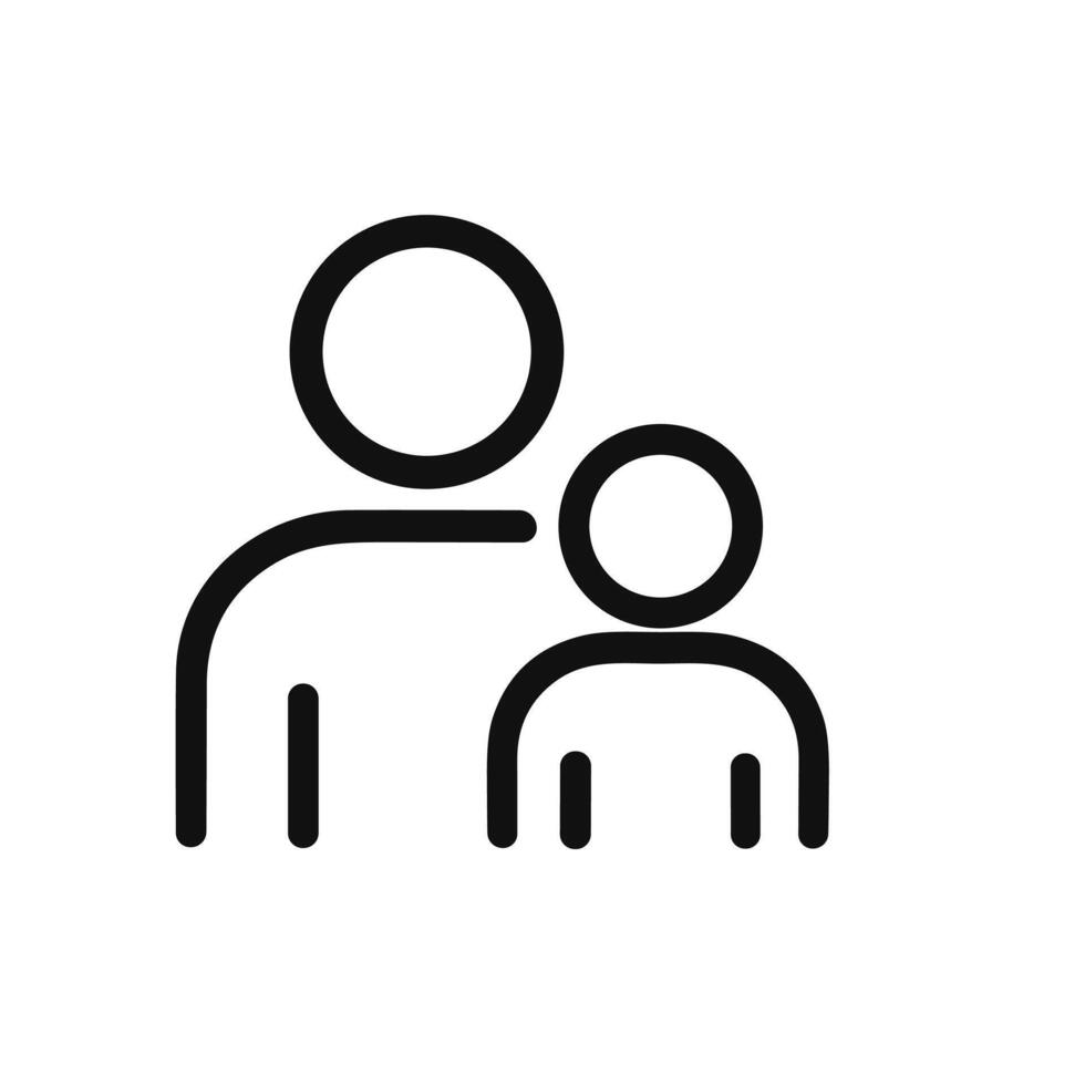 Minimalist Outline Father and Child Figure Relationship Family Member Icon vector