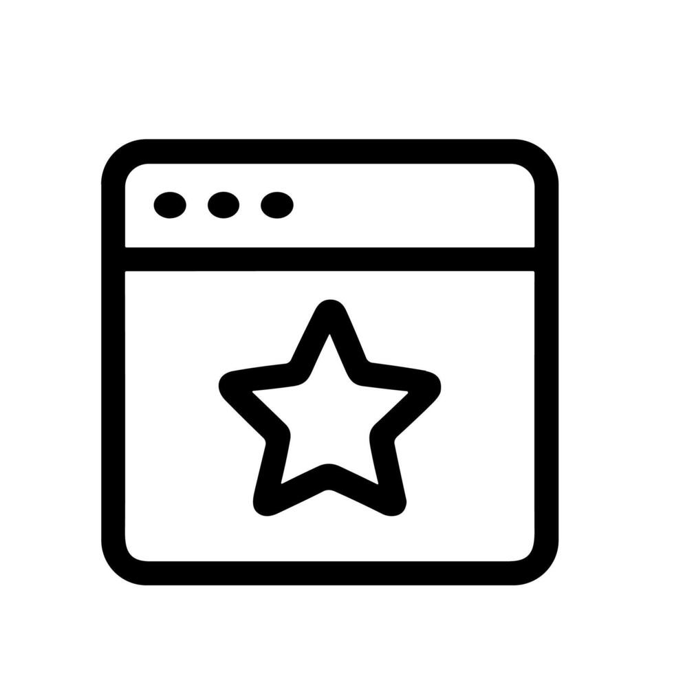 Simple Line Art Favorite Star Icon Browser Window Interface Element vector