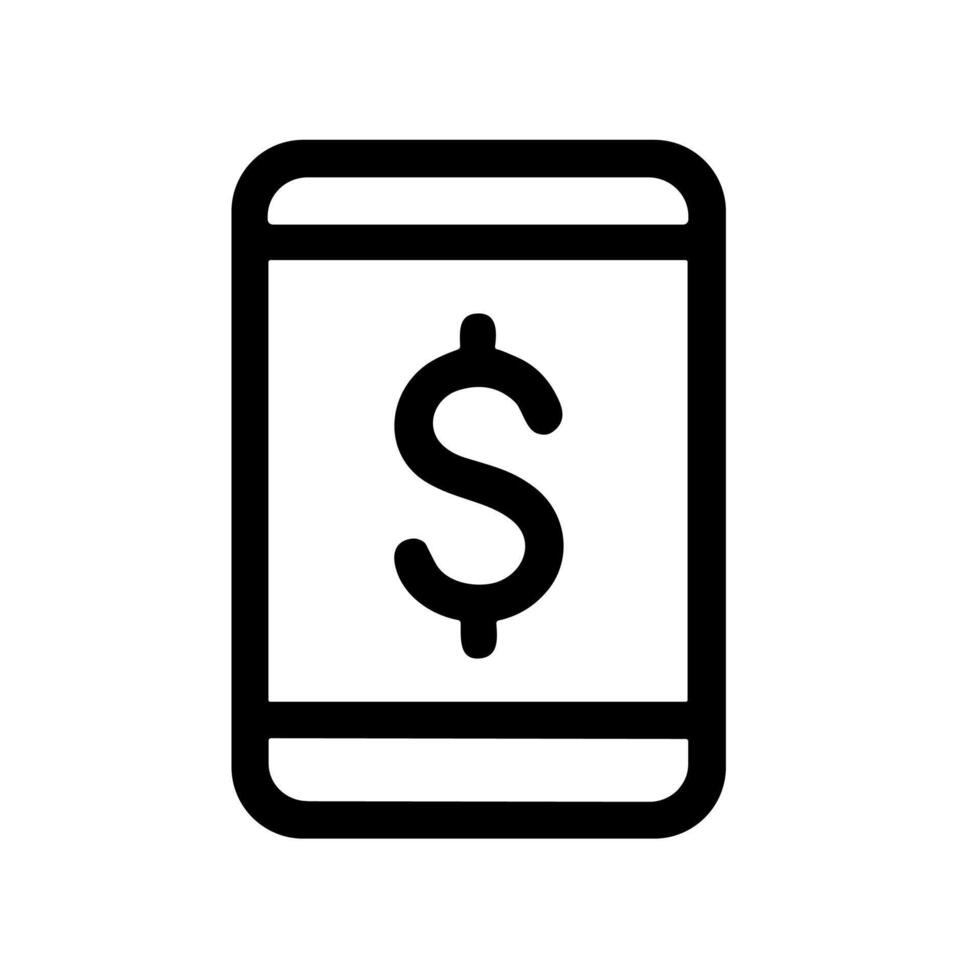 Simple Line Mobile Money Transaction Outline Icon for Financial Application vector