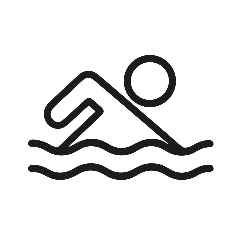 Simple Outline Swimming Person Minimalist Sport and Recreation Activity Icon vector