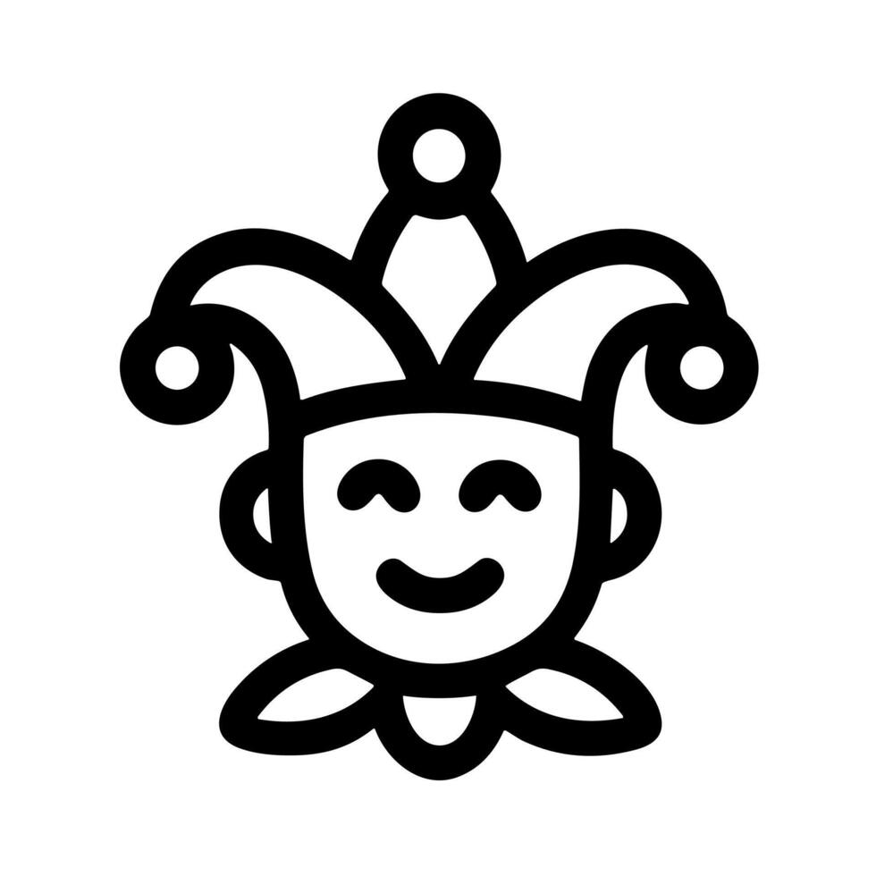 Simple Outline Smiling Jester Face with Hat Carnival Symbol Icon vector
