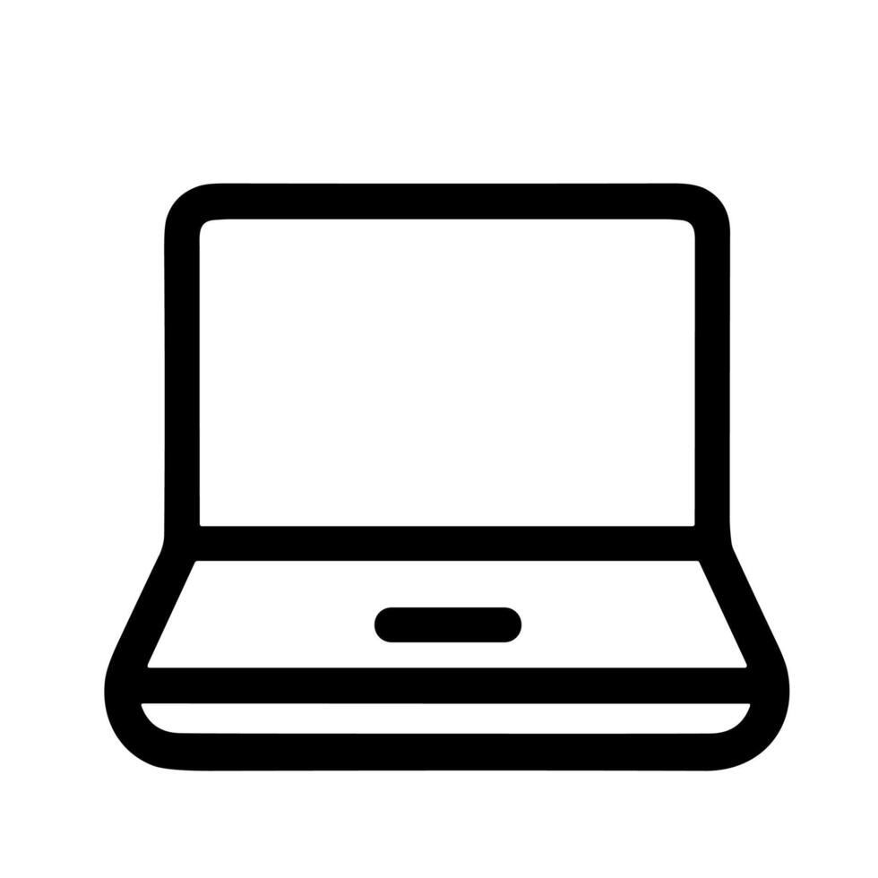 Simple Thin Line Laptop Computer Device Outline Shape Icon vector