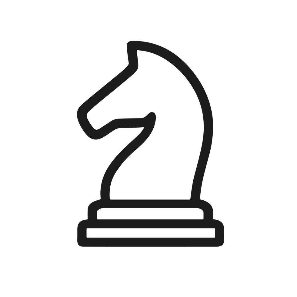 Simple Line Art Chess Knight Piece Strategy Game Icon Symbol vector