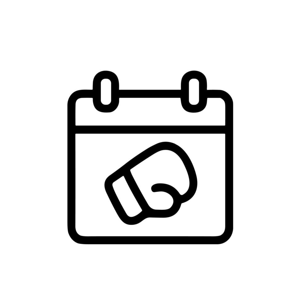 Minimalist Outline Boxing Glove on Calendar Date Reminder Icon vector