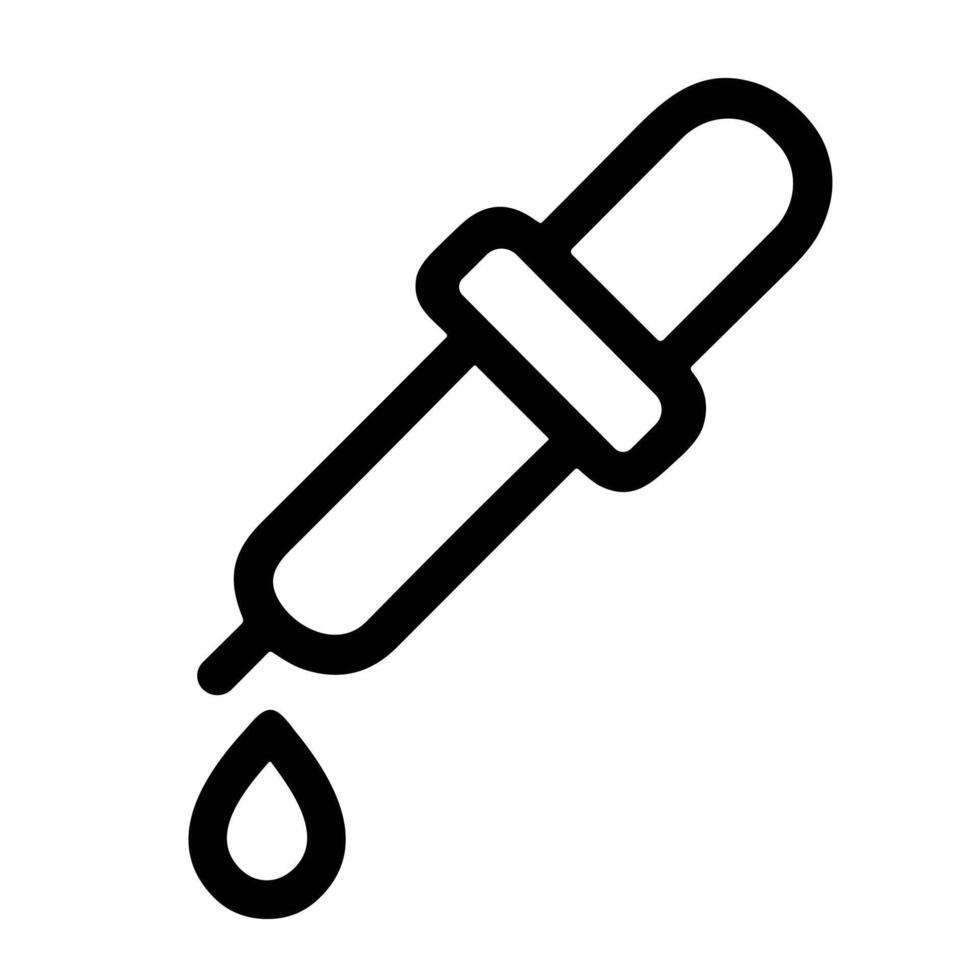 Simple Outline Eye Dropper with Falling Liquid Medical Tool Icon vector
