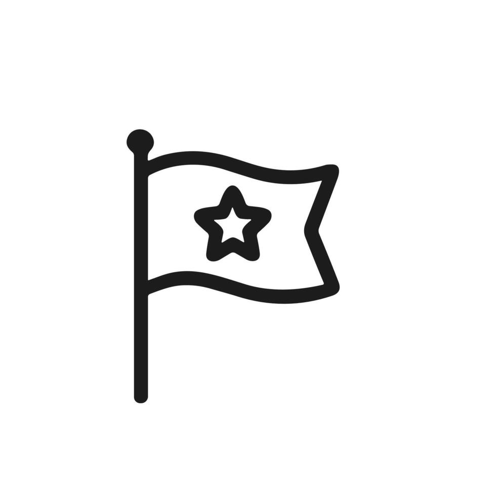 Simple Outline Flag with Star Minimalist Design Travel Destination Icon vector