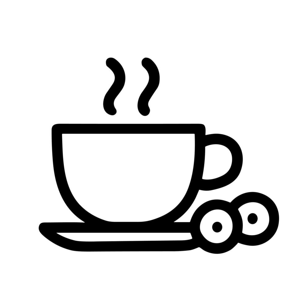 Minimalist Outline Delicious Coffee Cup with Danggo Food Line Icon vector
