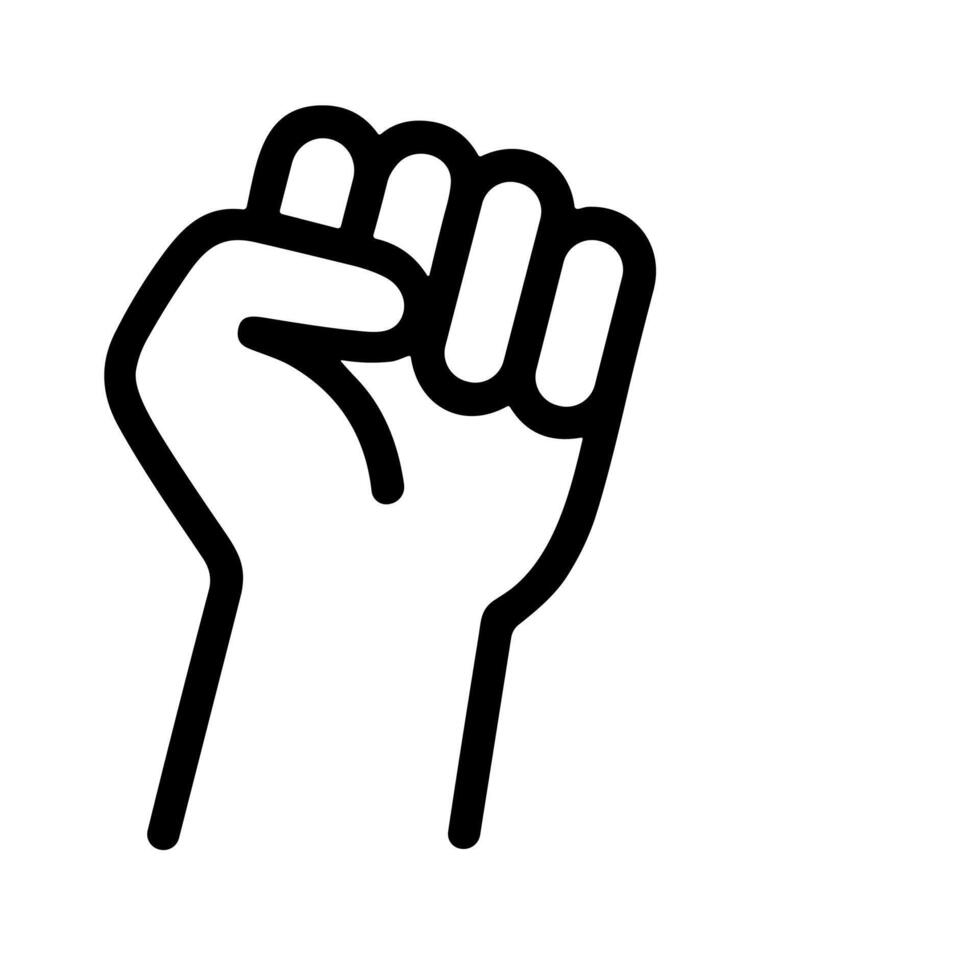 Simple Line Hand Drawn Raised Fist Protest Symbol Illustration Graphic vector