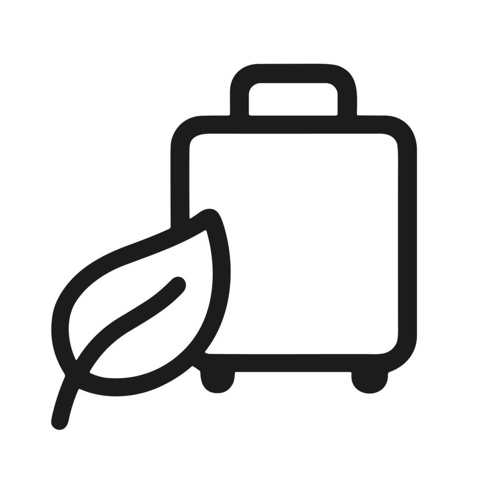 Minimalist Outline Suitcase with Leaf Eco Friendly Travel Icon vector