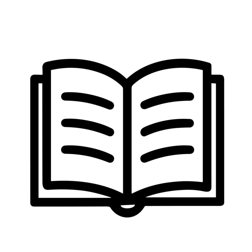 Simple Line Art Open Book Reading Education Learning Symbol Icon vector