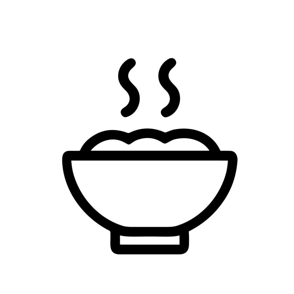 Simple Outline Rice Bowl With Steam Icon Graphic Illustration vector