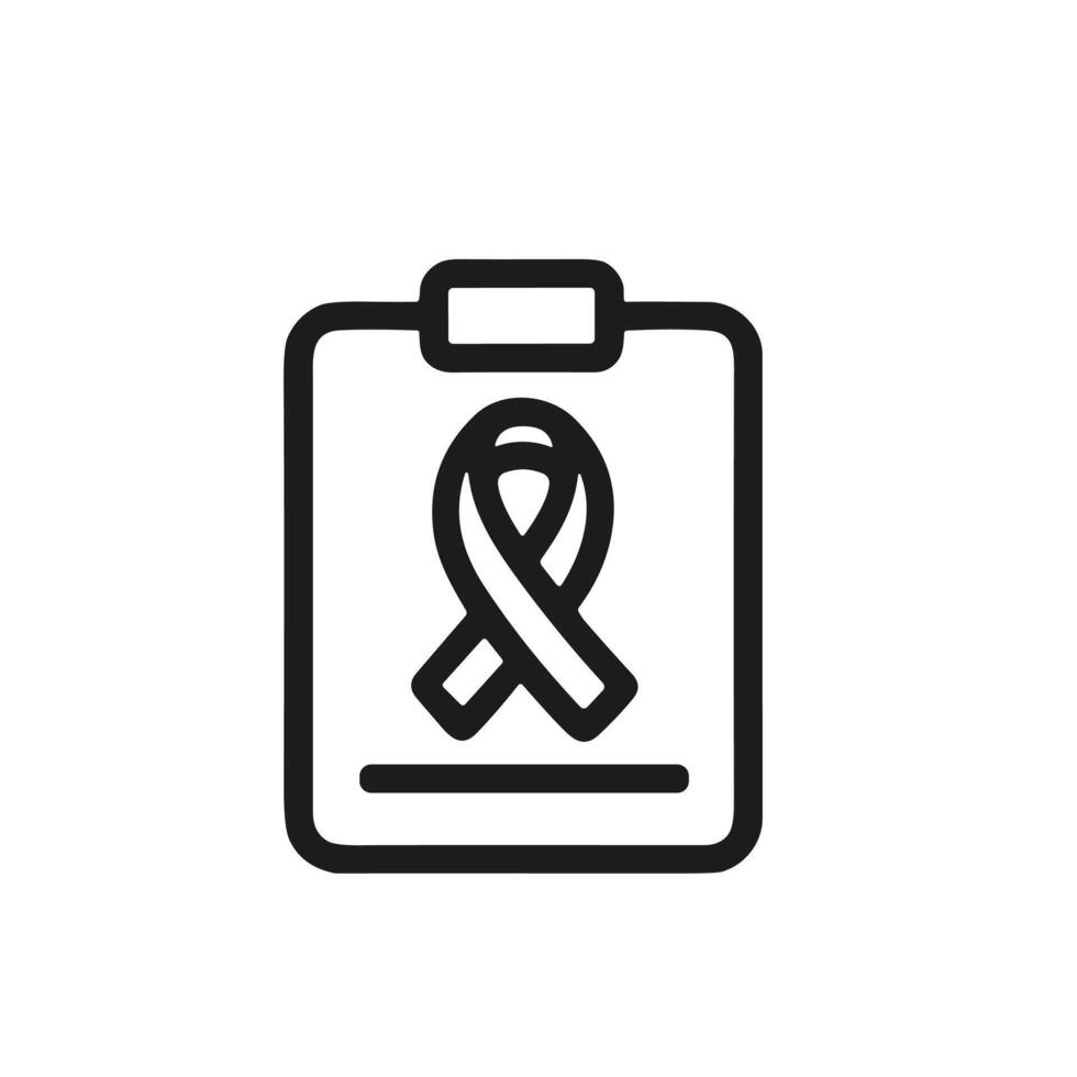 Simple Outline Clipboard with Cancer Awareness Ribbon Medical Report vector