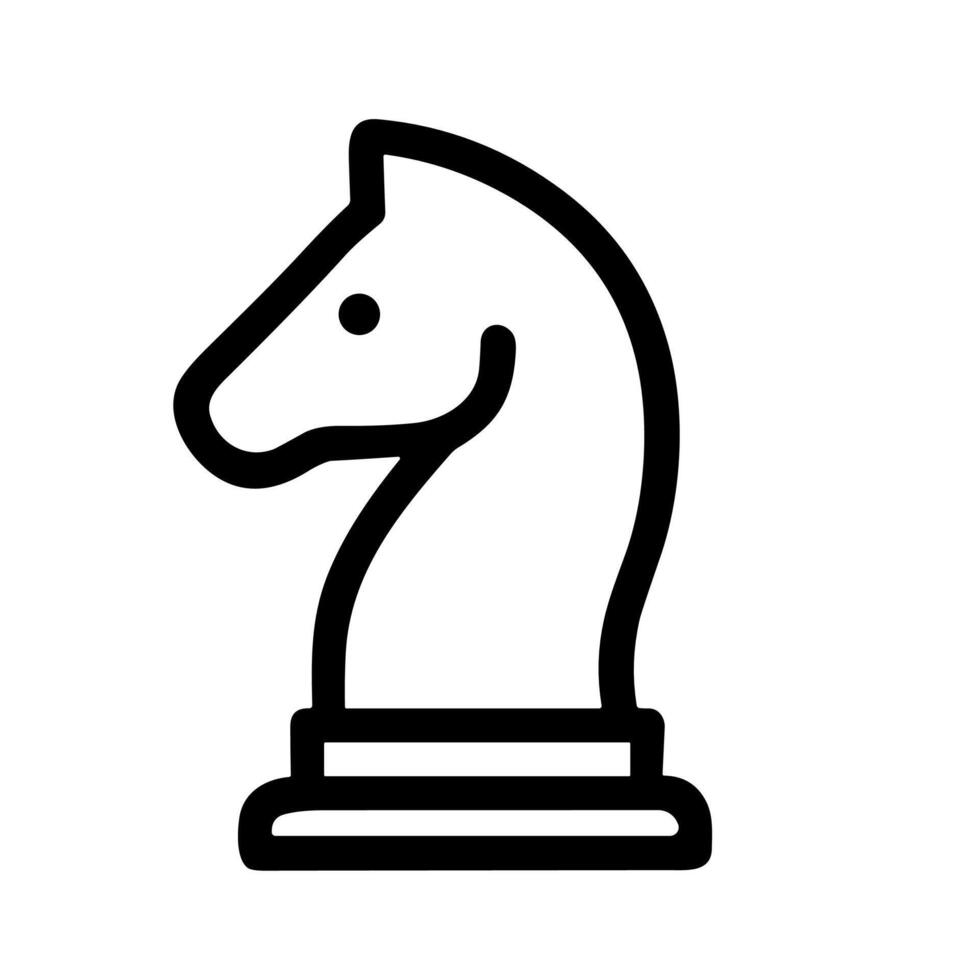 Minimalist Outline Knight Chess Piece Symbol Strategy Game Icon vector