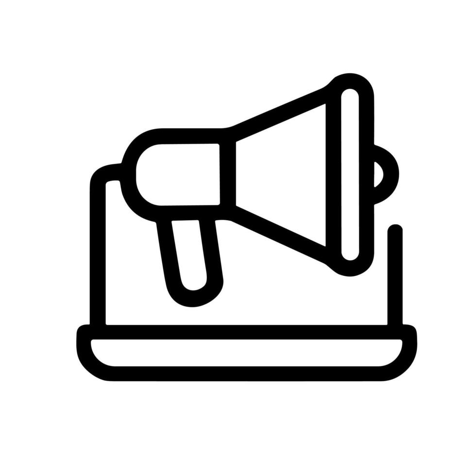 Simple Line Megaphone on Laptop Digital Marketing Online Promotion Icon vector