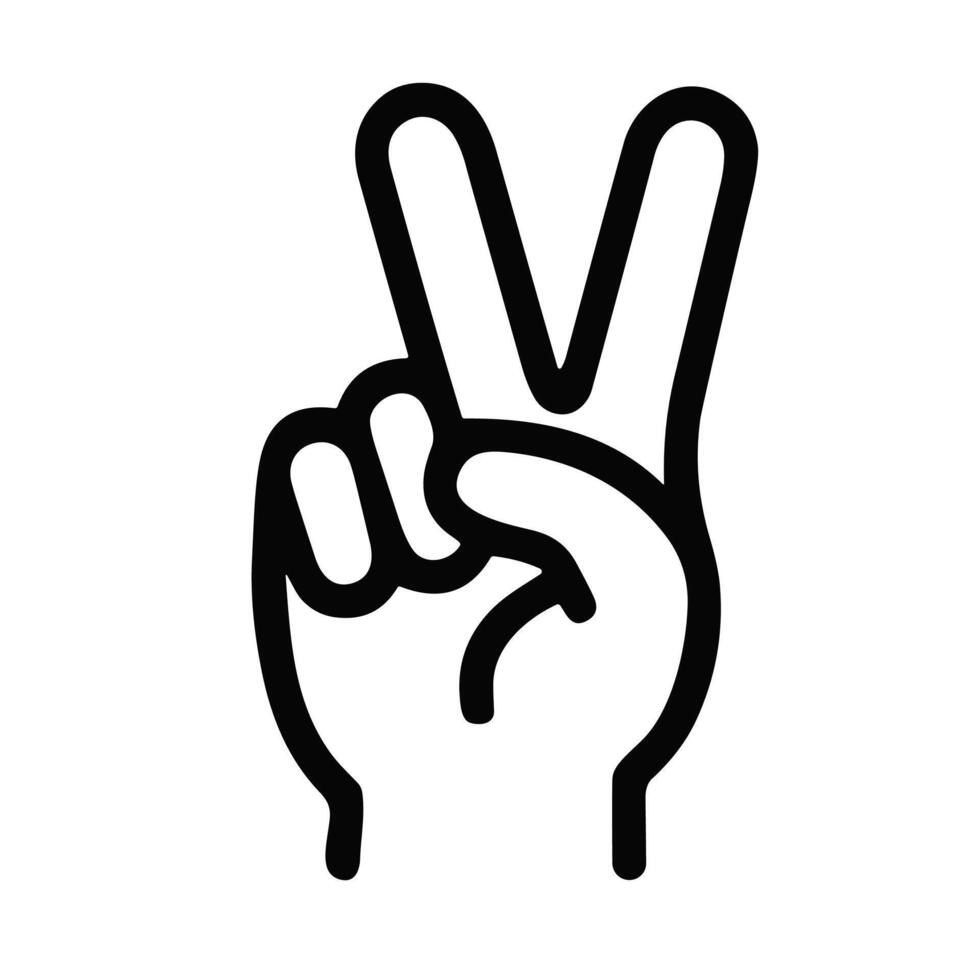 Minimalist Line Art Hand Gesture Peace Sign Hand Drawn Icon vector