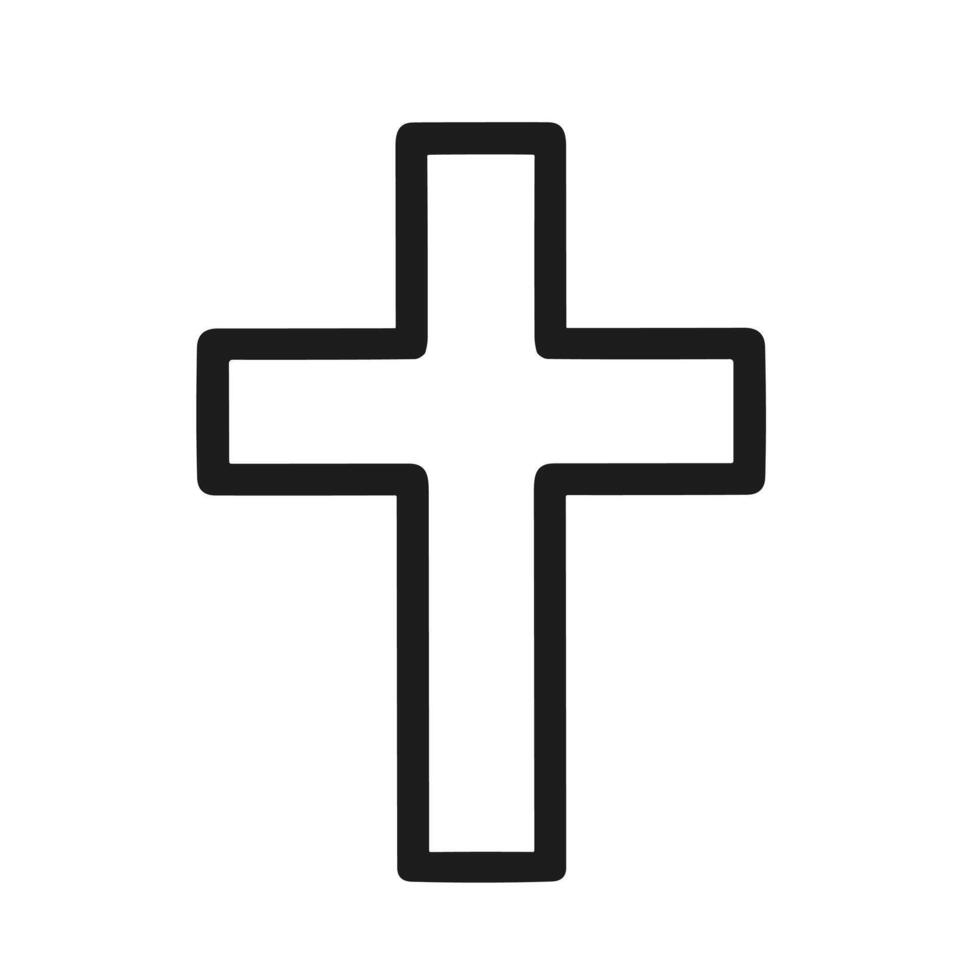 Simple Outline Religious Cross Symbol Graphic Element Illustration Icon vector