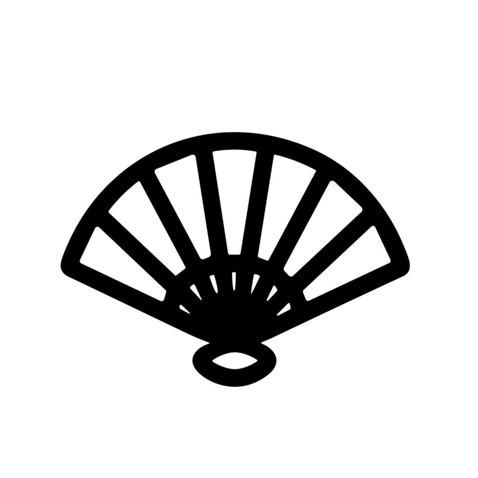 Simple Outline Decorative Folding Fan Icon Asian Style Handheld Accessory vector