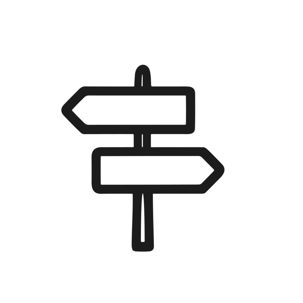 Minimalist Outline Directional Road Sign Icon with Double Arrow Shape vector