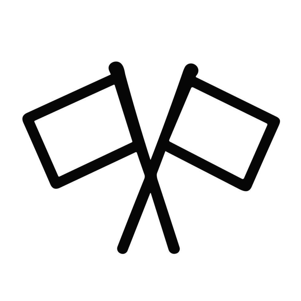 Simple Outline Two Crossed Flags Championship Achievement Thin Line Icon vector