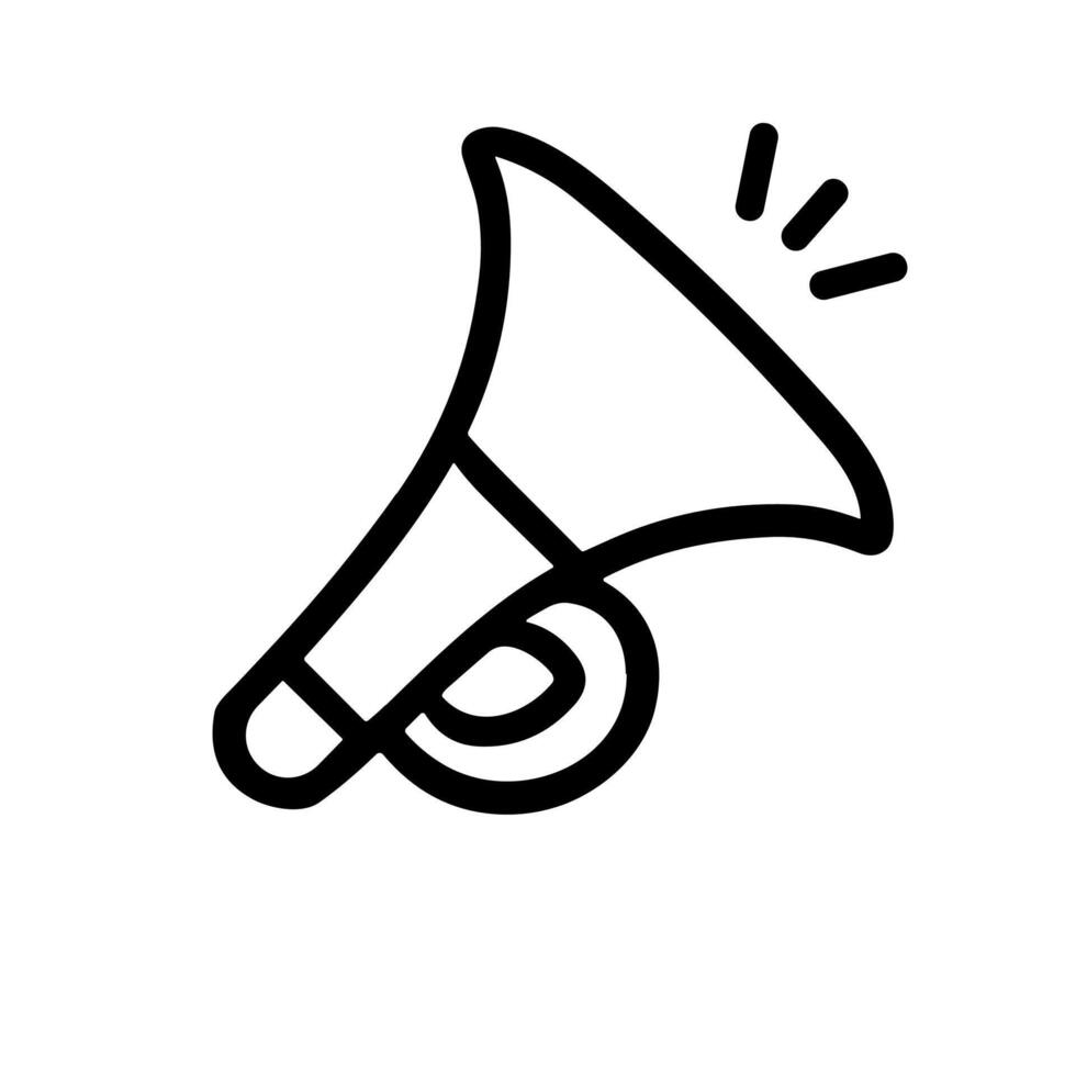 Simple Handdrawn Bullhorn Loudspeaker Advertisement Equipment and Communication Icon vector