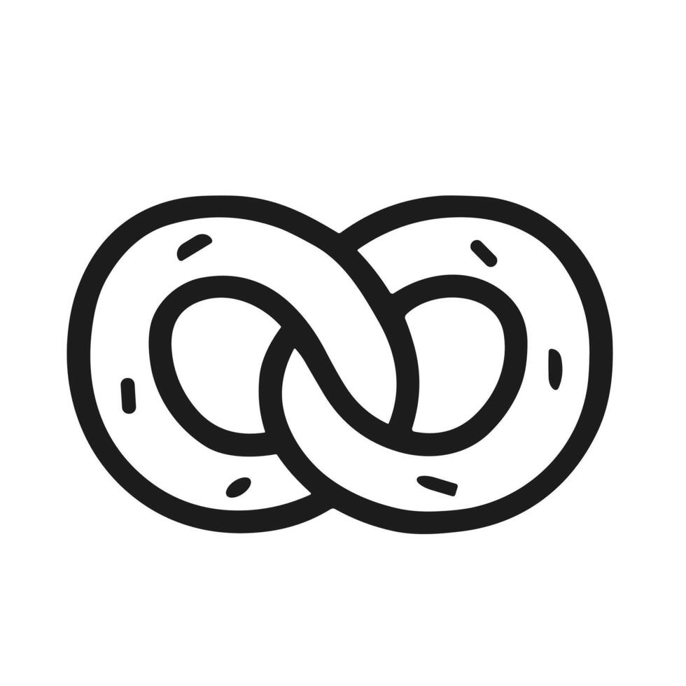 Handdrawn Doodle Pretzel Bakery Food Outline Simple Line Icon vector