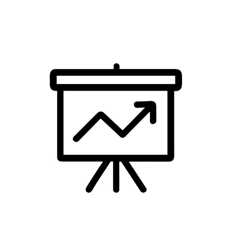 Simple Outline Presentation Board with Arrow Upward Sign Icon Design vector
