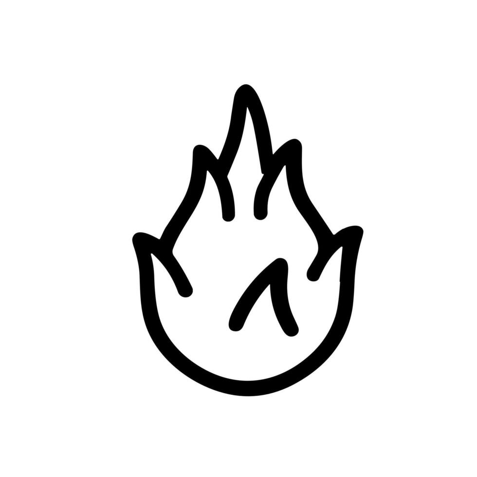 Handdrawn Simple Burning Flame Fire Symbol Graphic Design Element vector