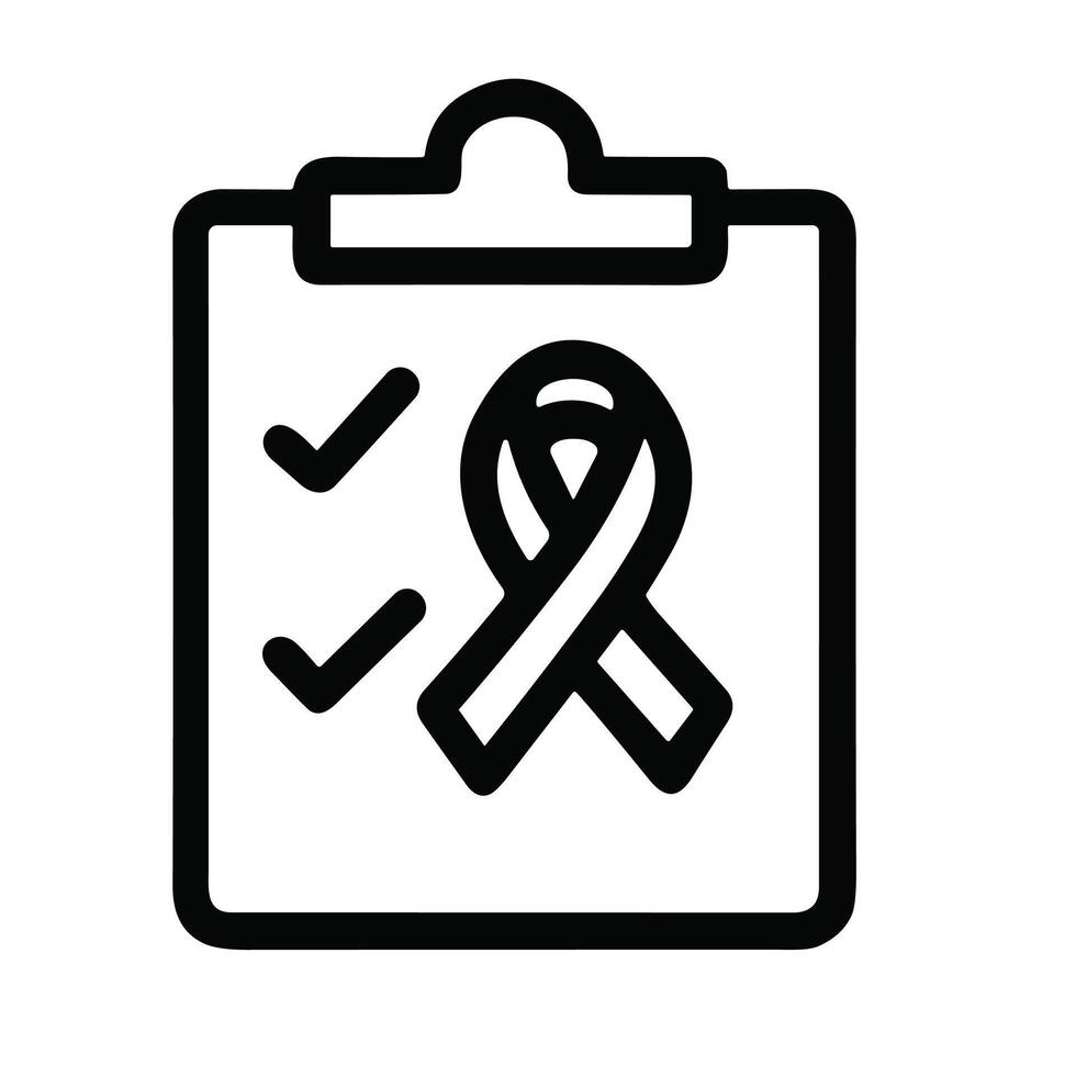 Simple Outline Clipboard Ribbon Symbol and Checkmark Awareness Icon vector