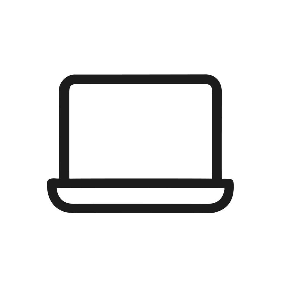 Simple Thin Line Laptop Computer Electronic Device Icon Isolated vector