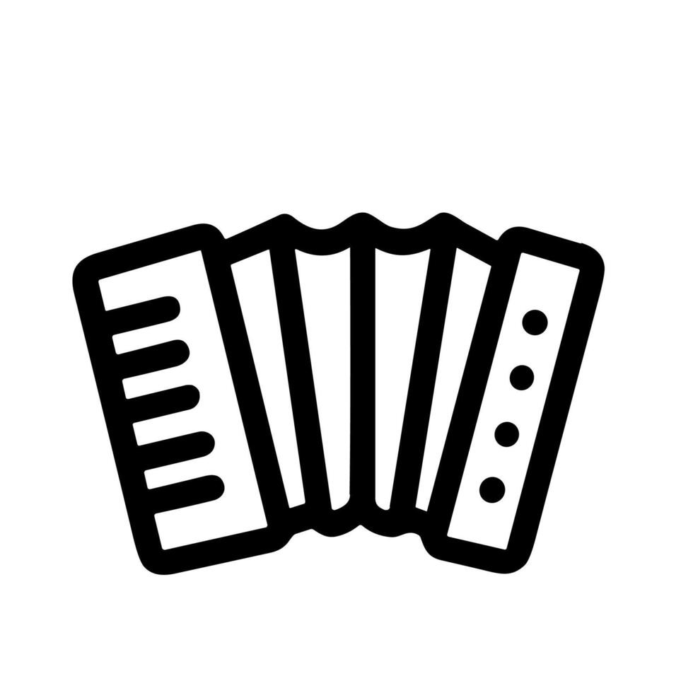 Simple Outline Accordion Musical Instrument with Bellows Icon Line Art vector