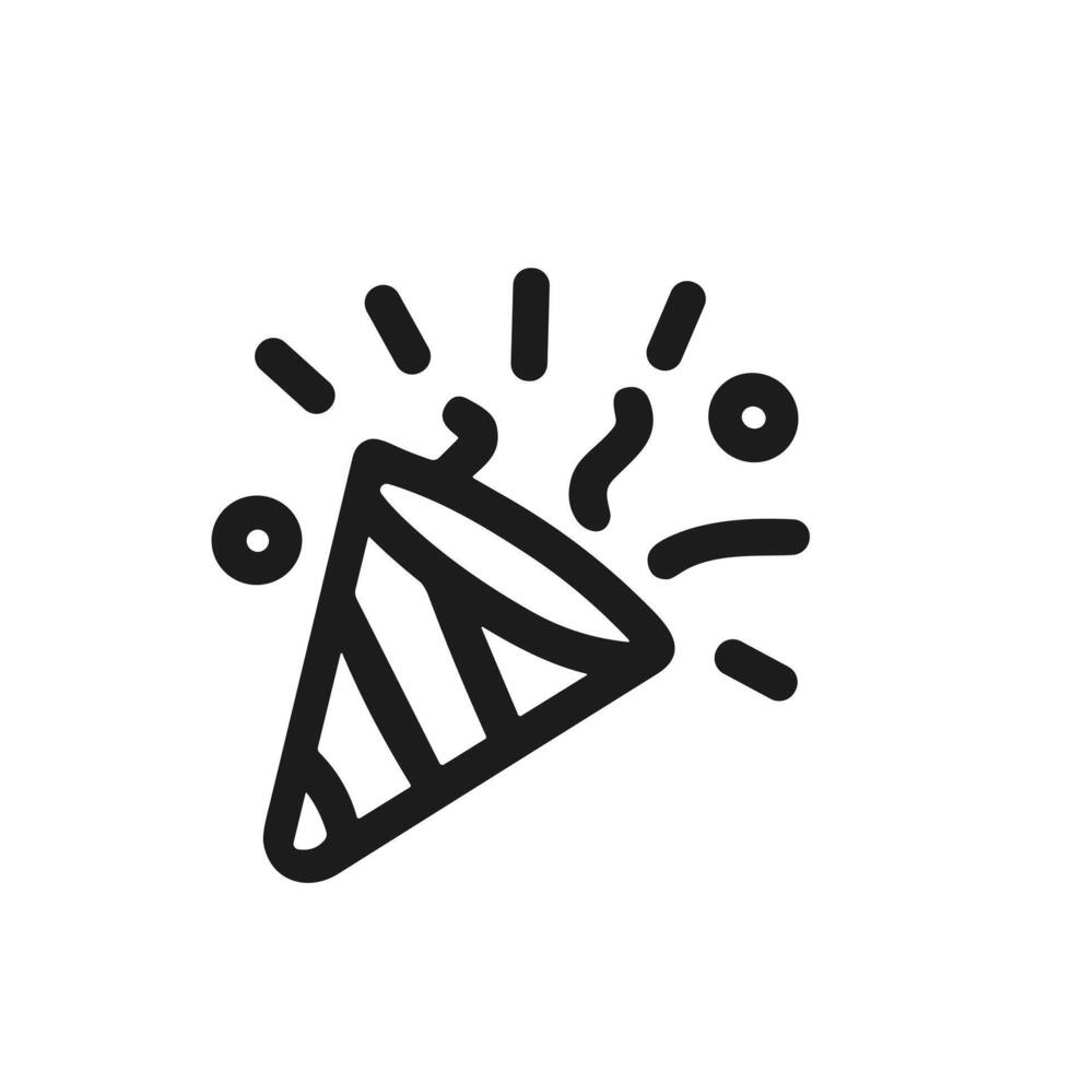 Simple Line Drawing Party Popper Celebration Burst Symbol Icon Design vector