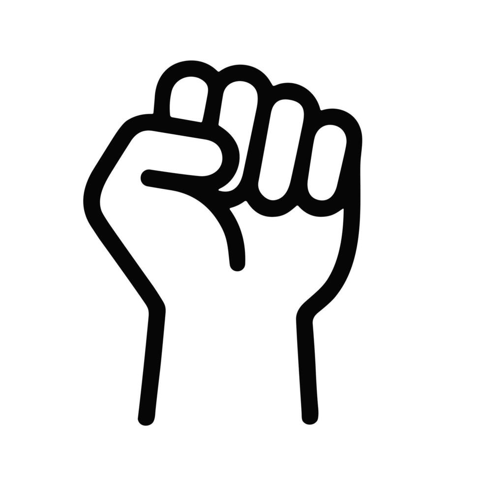 Simple Line Style Raised Fist Protest Symbol Graphic Element Icon vector