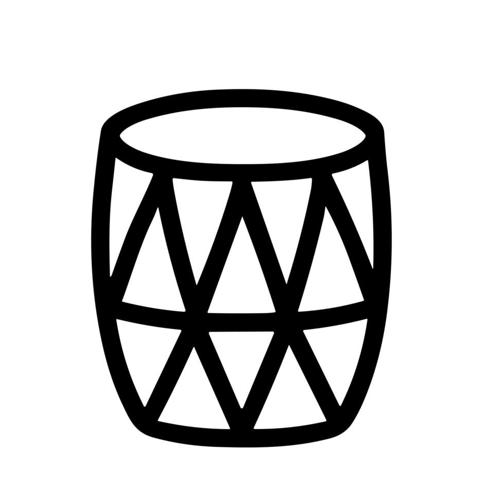 Simple Outline Musical Drum Instrument with Geometric Pattern Icon vector