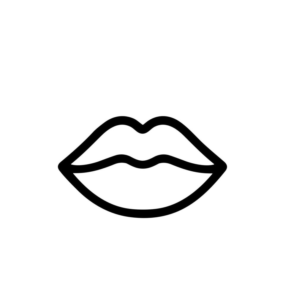 Simple Line Art Lips Outline Mouth Expression Beauty Symbol Icon vector