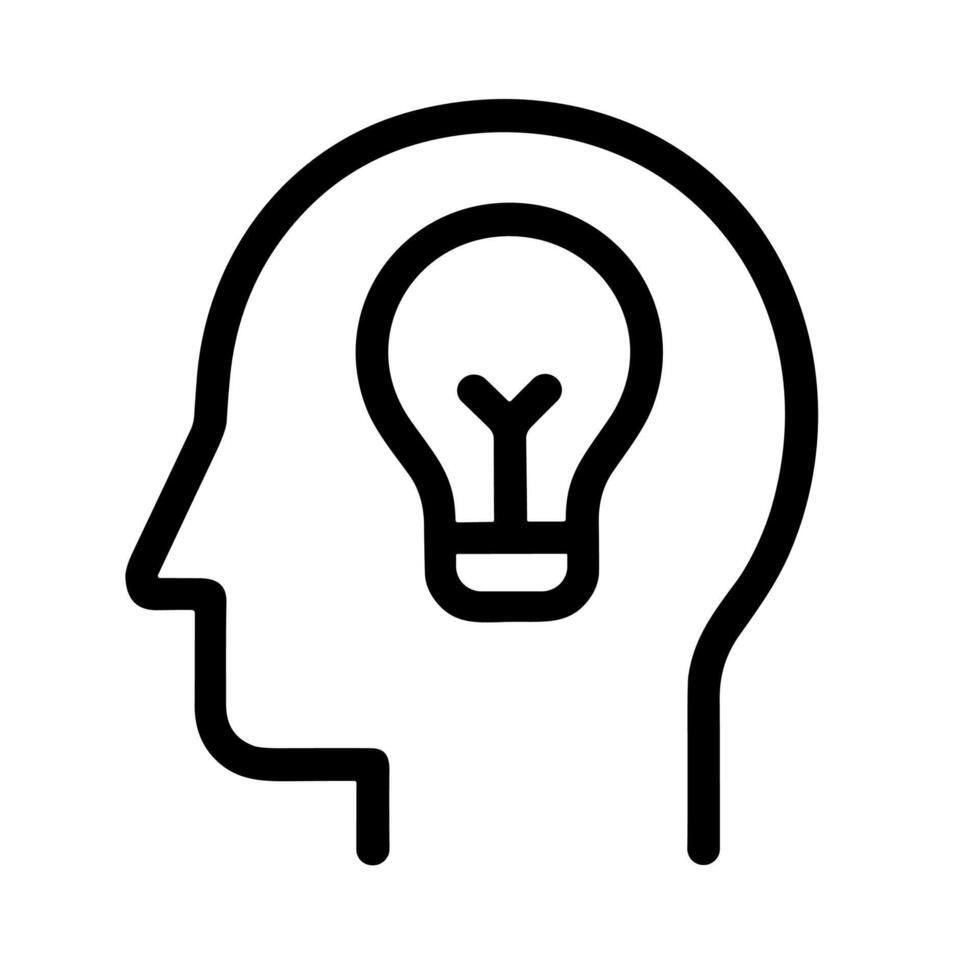 Simple Line Icon Head with Lightbulb Symbol for Idea Concept vector