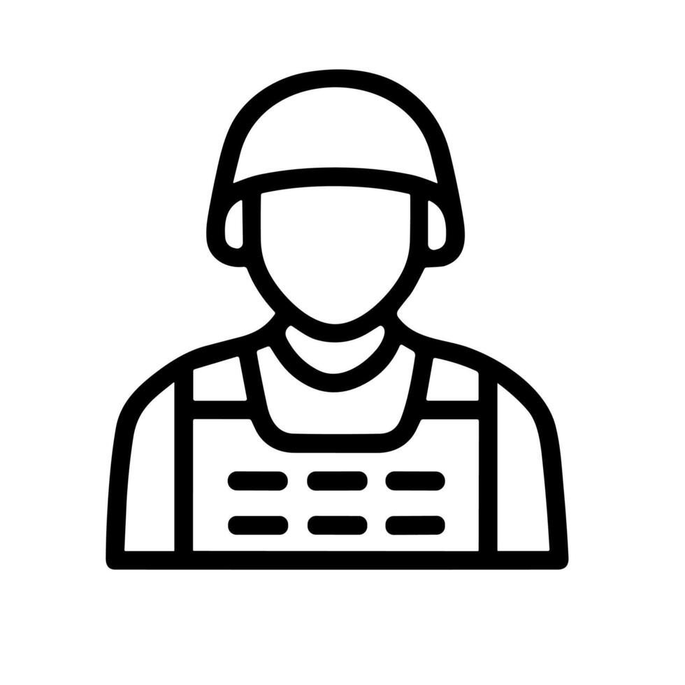 Simple Outline Style Soldier in Full Gear Military Icon Element vector