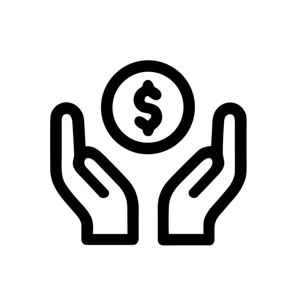 Outline Simple Hands Holding Coin Dollar Sign Icon Illustration vector