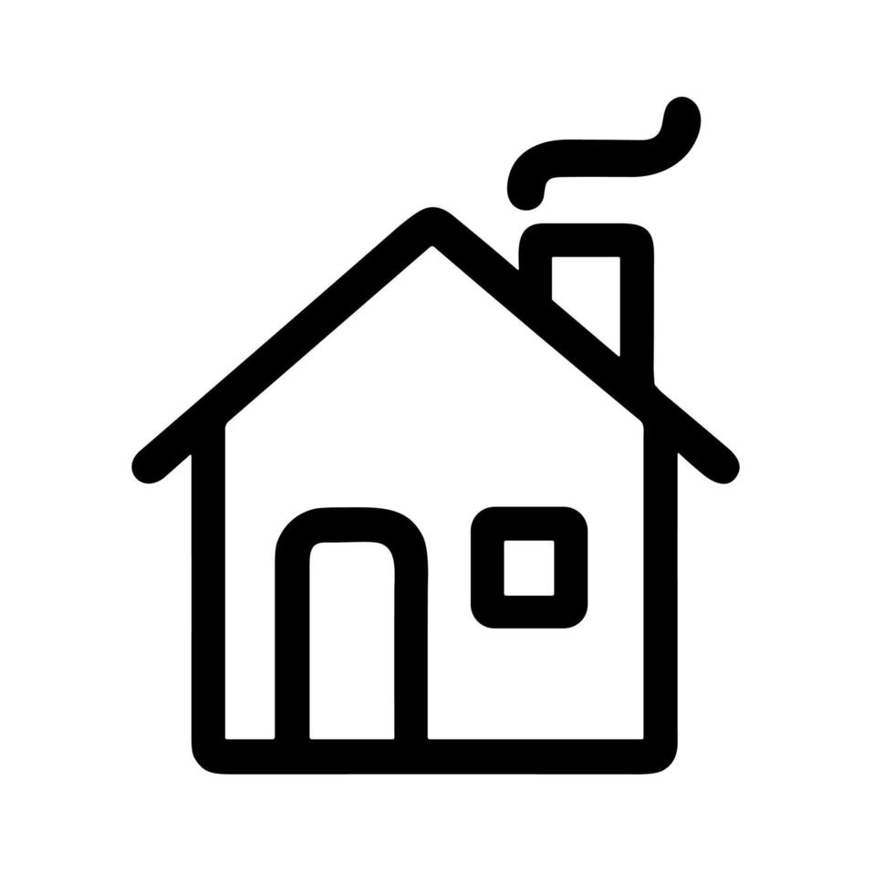 Simple Outline Home with Chimney Icon Drawing Design Illustration vector